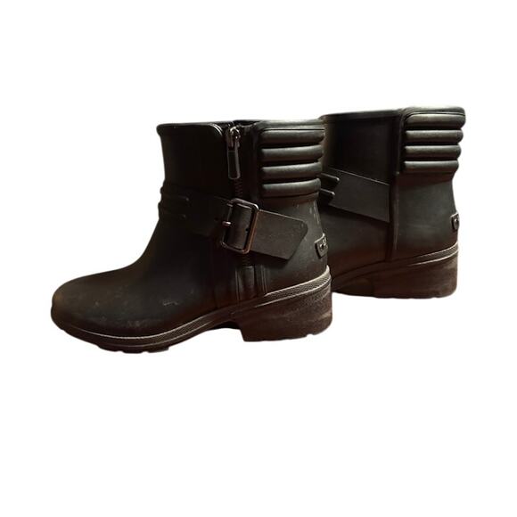 Sperry Top -Sider Black Rain Boots Aerial Beck Motorcycle zip sz 6.5 women's - Picture 2 of 6